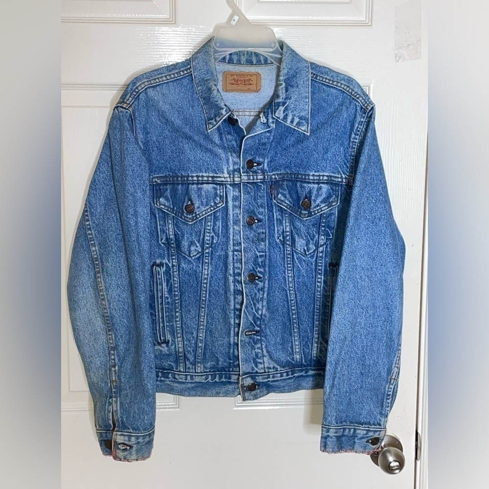 Vintage 80s Levis Blue Denim Jean 70506-214 Trucker Jacket Mens Sz 42 USA Nice! - Picture 9 of 9